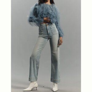 Anthropologie Colette Rhinestone Crop Wide Leg Jeans by Maeve